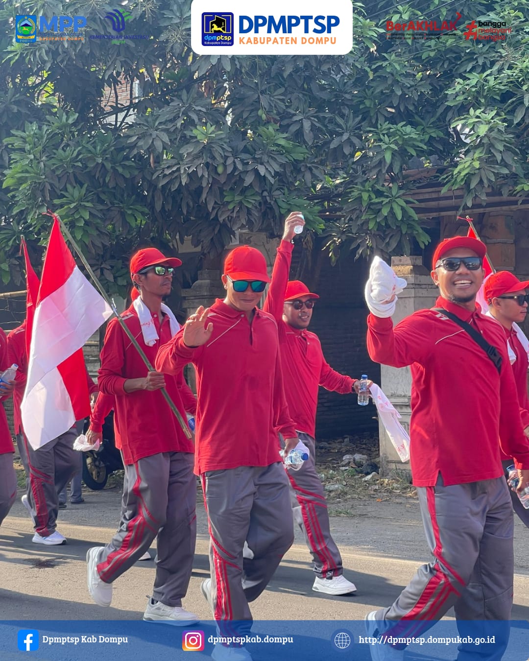 Perayaan HUT RI- Ke-80, Dpmptsp Kabupaten Dompu Ikuti Lomba Gerak Jalan 17 Km.